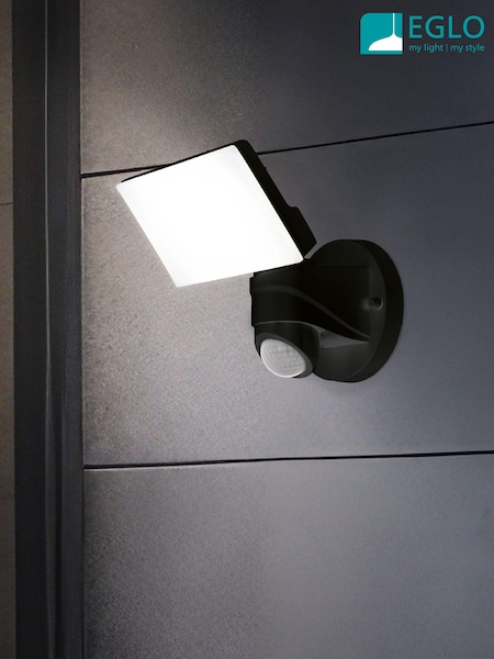 Eglo Black Pagino LED Plastic Outdoor Wall Spotlight With Sensor (AM8615) | £85