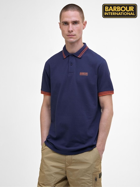 Barbour® International Blue Calibrated 100% Cotton Polo Shirt (AM8691) | £55