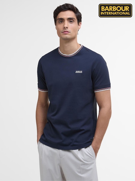 Barbour® International Blue Ethan Tipped 100% Cotton T-Shirt (AM8697) | £40