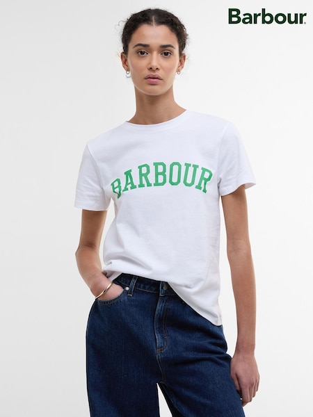Barbour® White Bailey Varsity 100% Cotton T-Shirt (AM8738) | £30