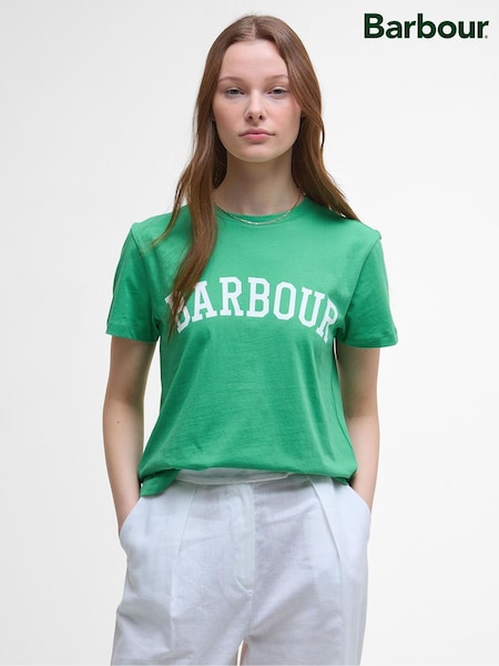 Barbour® Green Bailey Varsity 100% Cotton T-Shirt (AM8751) | £30