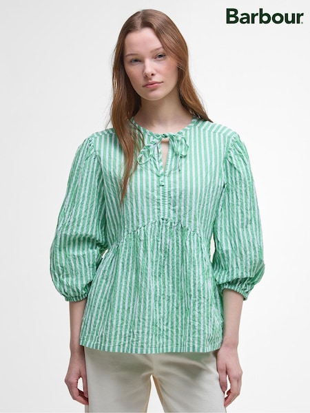 Barbour® Green Daison Seersucker Stripe Top (AM8752) | £70