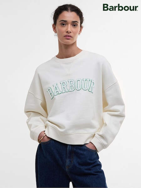 Barbour® Natural Silverdale Varsity 100% Cotton Sweatshirt (AM8756) | £70