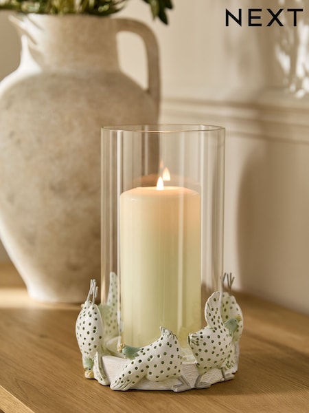 Sage Green Yoga Chicken Hurricane Candle Holder (AM8850) | £26