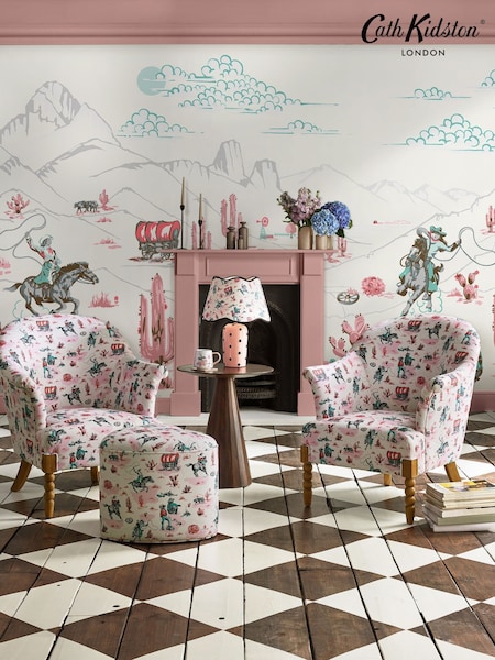 Cath Kidston Pink Cowgirls Fixed Size 4M Mural (AM8852) | £230