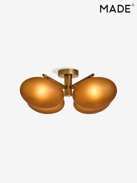 MADE.COMS Amber/Brass Caleb 4 Flush Light (AM8913) | £189