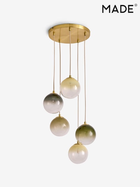 MADE.COM Brass/Green Ombre Globe 5 Light Ceiling (AM8915) | £189