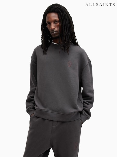 AllSaints Black 100% Organic Cotton Haven Crew Jumper (AM8933) | £109