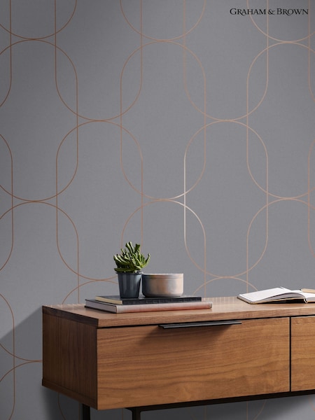 Graham & Brown Grey or Rose Gold Palais A4 Wallpaper Sample (AM8986) | £1