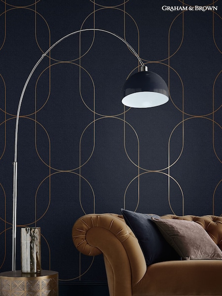 Graham & Brown Navy or Copper Palais A4 Wallpaper Sample (AM8992) | £1