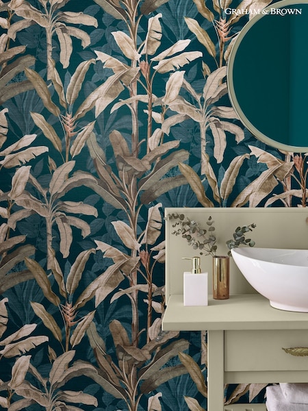 Graham & Brown Teal Borneo A4 Wallpaper Sample (AM8995) | £1