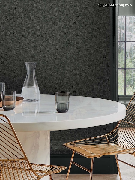Graham & Brown Deep Grey Twill A4 Wallpaper Sample (AM9000) | £1