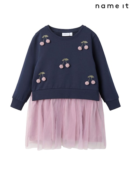 Name It Purple Cherry Applique Tulle Jumper Dress (AM9102) | £19