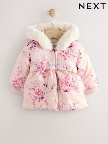 Pink Baby Puffer Coat (0mths-2yrs) (AM9152) | £0
