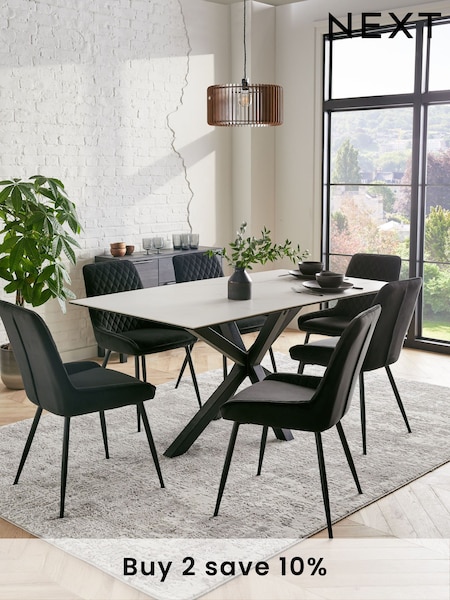 White Marble Effect Astoria Ceramic Dining Table (AM9180) | £725