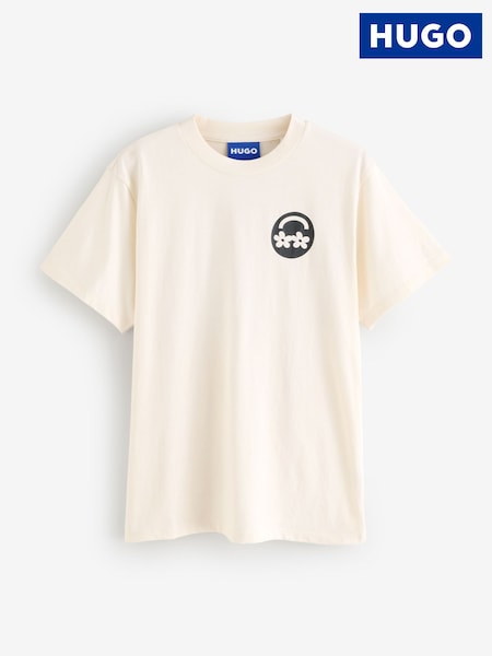 HUGO White Relaxed Fit Metallic Logo Cotton T-Shirt (AM9289) | £45