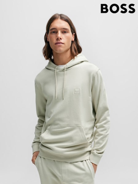 BOSS Beige Wetalk Logo Patch Terry Hoodie (AM9316) | £119