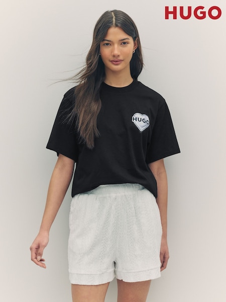 HUGO Black Artwork Graphic Cotton Slim Fit T-Shirt (AM9340) | £69