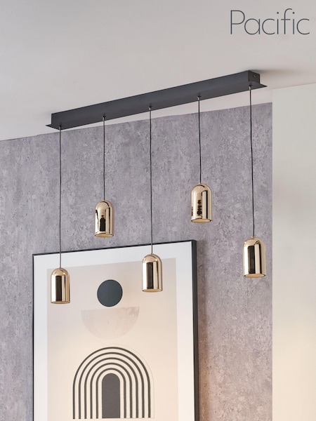Pacific Lifestyle Gold Metal 5 Drop LED Pendant Ceiling Light (AM9351) | £200