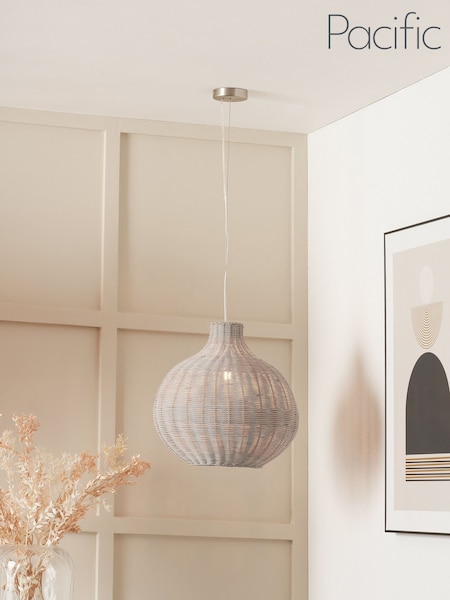 Pacific Lifestyle Grey Rattan Pendant Ceiling Light (AM9360) | £100