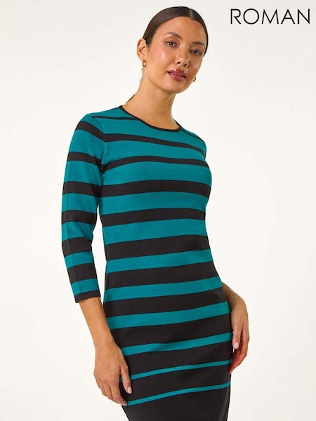 Roman Blue Gradient Stripe Knitted Dress (AM9448) | £48