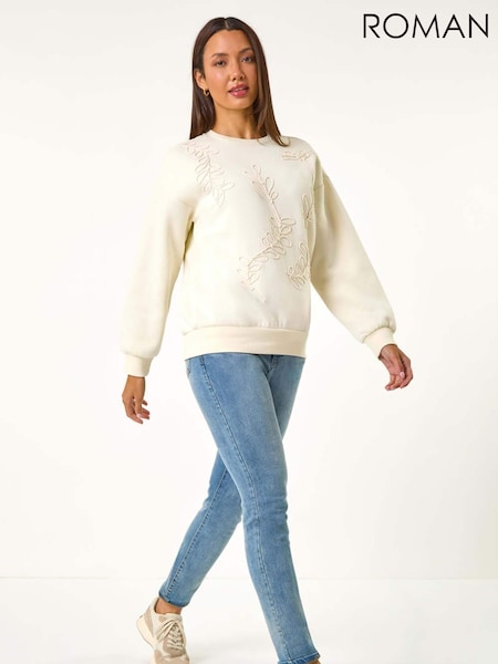 Roman Cream Floral Embroidered Sweatshirt (AM9454) | £38