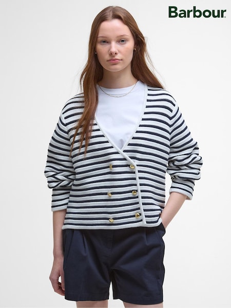 Barbour® White Abby Knitted 100% Cotton Cardigan (AM9477) | £109