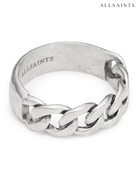 AllSaints Silver Tone Mens Frozen Chain Band Ring (AM9546) | £39