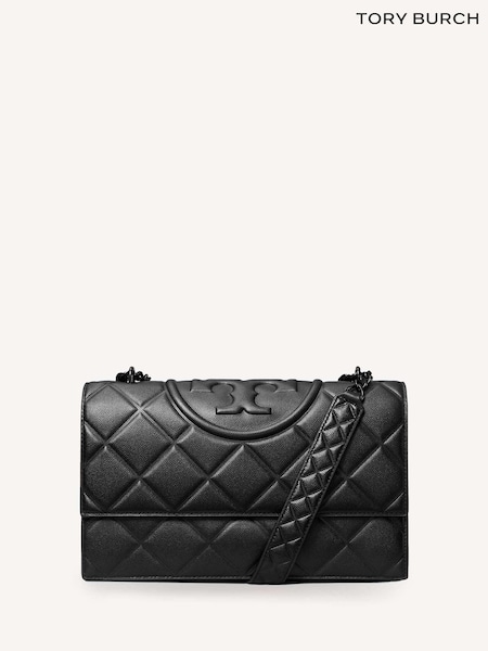 Tory Burch Black Fleming Soft Grain Small Convertible Shoulder Bag (AM9577) | £545