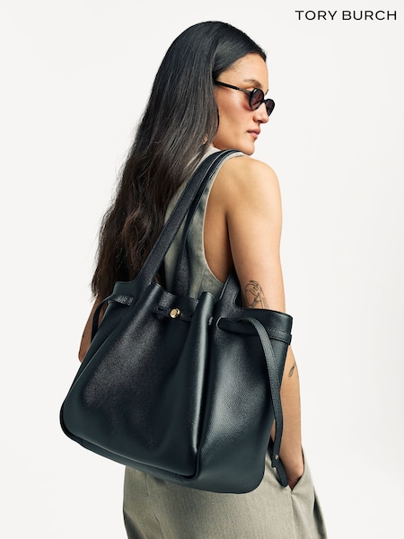 Tory Burch Black Romy Pebbled Tote Bag (AM9578) | £595
