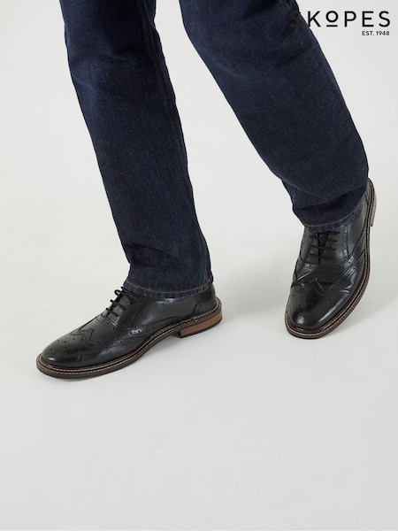 Skopes Black Cognac Chunky Brogue Shoes (AM9586) | £80