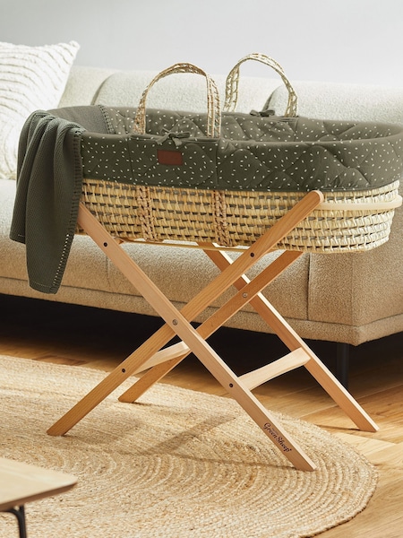 The Little Green Sheep Juniper Rice Natural Quilted Moses Basket And Mattress (AM9592) | £110