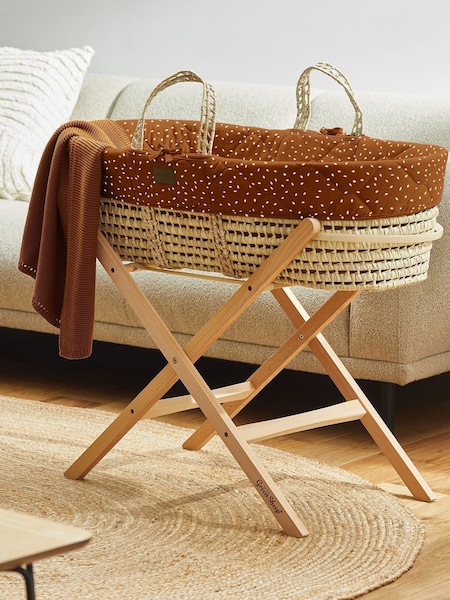 The Little Green Sheep Terracotta Rice Natural Quilted Moses Basket And Mattress (AM9597) | £110