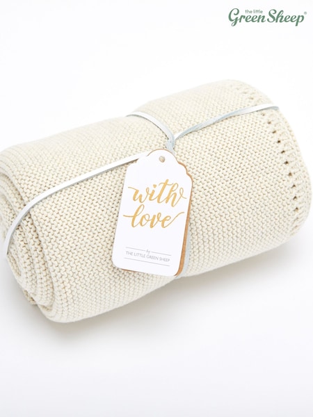 The Little Green Sheep Linen Baby 100% Cotton Organic Knitted Cellular Blanket (AM9602) | £30