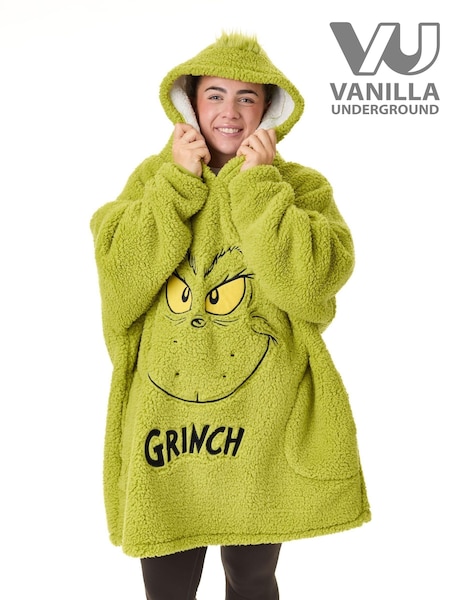 Vanilla Underground Green Unisex The Grinch Christmas Adults Blanket Hoodie (AM9624) | £44