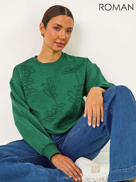 Roman Green Floral Embroidered Sweatshirt (AM9633) | £38