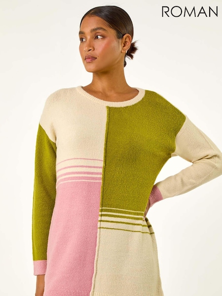 Roman Green Colour Block Knit Tunic Jumper (AM9680) | £40