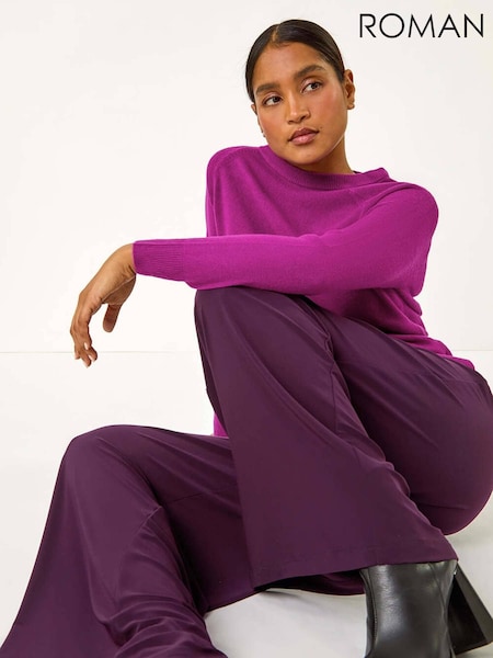 Roman Purple Wide Leg Stretch Trousers (AM9683) | £32
