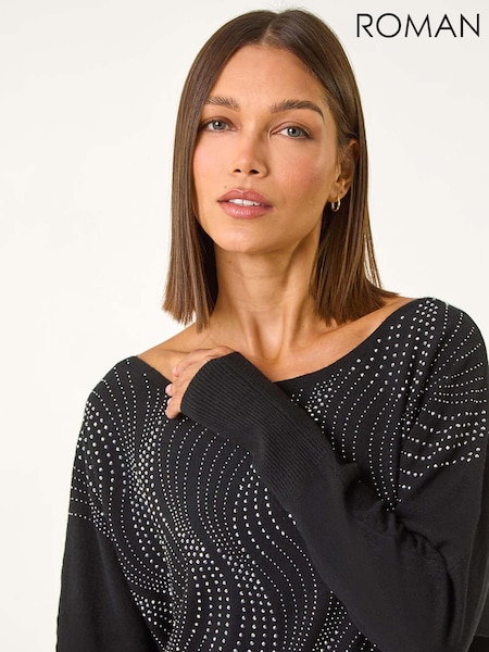 Roman Black Wave Hotfix Knit Jumper (AM9754) | £40