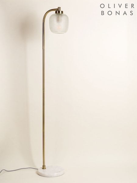 Oliver Bonas Clear Luce Glass & Marble Floor Lamp (AM9764) | £135