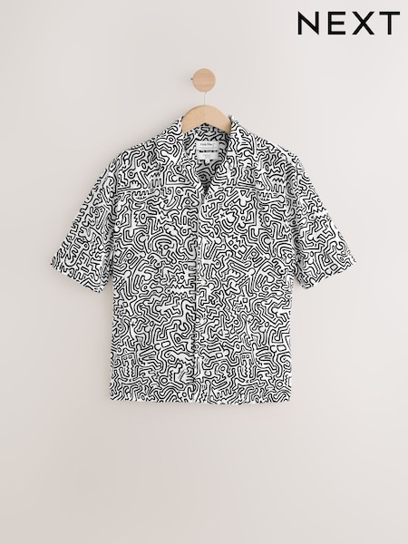Black/ White Keith Haring Printed Short Sleeve Shirt (AM9772) | £35