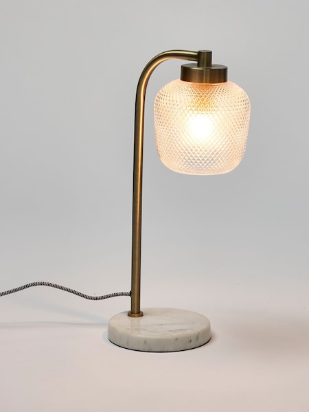 Oliver Bonas Clear Luce Gold Glass & Marble Desk & Table Lamp (AM9797) | £85