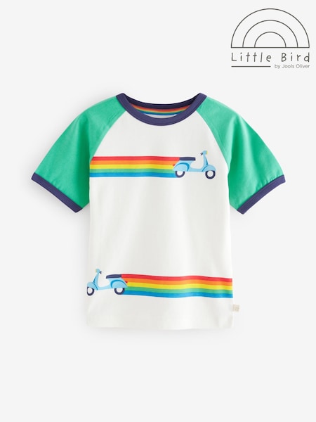 Little Bird by Jools Oliver Green Rainbow Raglan Short Sleeve T-Shirt (AM9833) | £12 - £16