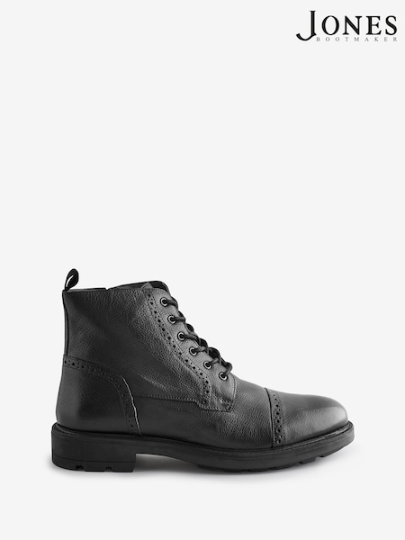 Jones Bootmaker Black Guiseley Leather Lace-Up Boots (AM9904) | £120