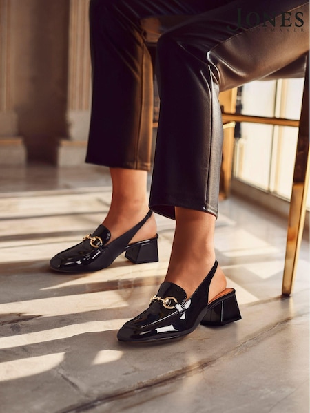 Jones Bootmaker Iggy Patent Slingback Black Sandals (AM9905) | £99