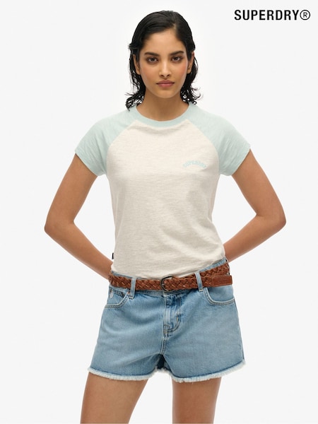 Superdry White cream Essential Logo Slim Fit Raglan T-Shirt (AN1006) | £20
