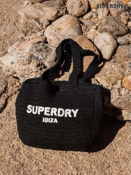 Superdry Black Crochet City 100% Cotton Tote Bag (AN1027) | £50