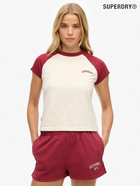Superdry White Essential Logo Slim Fit Raglan T-Shirt (AN1035) | £20