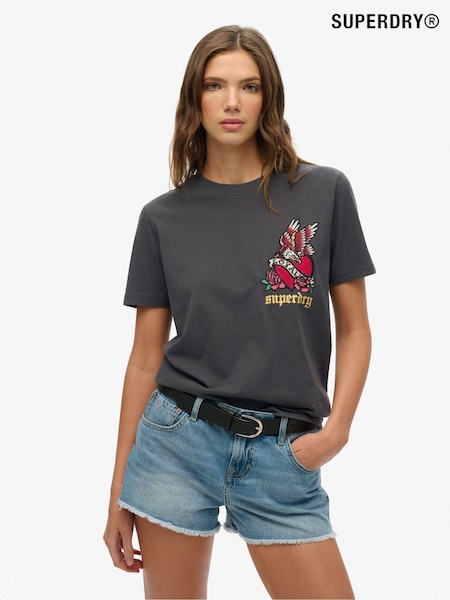 Superdry Black Old School Tattoo Relaxed T-Shirt (AN1055) | £27