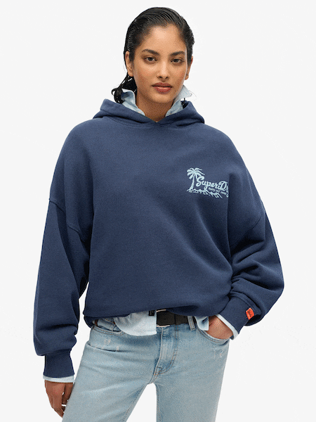 Superdry Blue Oversized Lo-Fi Outdoor 100% Cotton Hoodie (AN1064) | £50